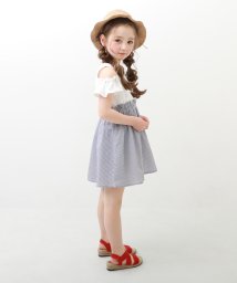 devirock(デビロック)/オフショル ドッキングワンピース 子供服 キッズ 女の子 半袖ワンピース ノースリーブワンピース ワンピース /ホワイト系1