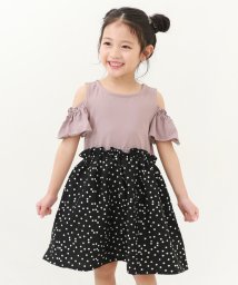 devirock(デビロック)/オフショル ドッキングワンピース 子供服 キッズ 女の子 半袖ワンピース ノースリーブワンピース ワンピース /ラベンダー