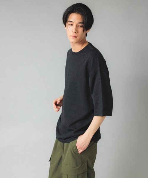 NuAns(ニュアンス)/【Newance】Oversized Knit T Shirt ニットTシャツ/ブラック 