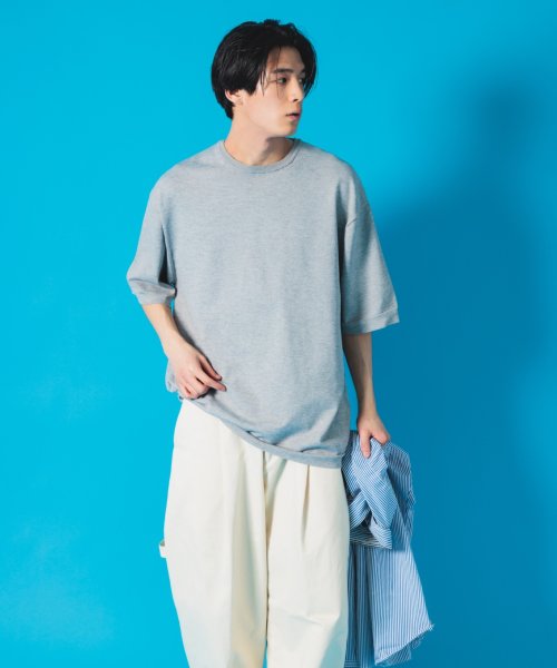 NuAns(ニュアンス)/【Newance】Oversized Knit T Shirt ニットTシャツ/グレー