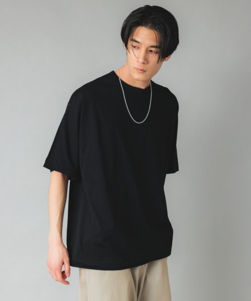NuAns(ニュアンス)/【NewAnce】Oversized T Shirt オーバーサイズシルケットTシャツ/ブラック 