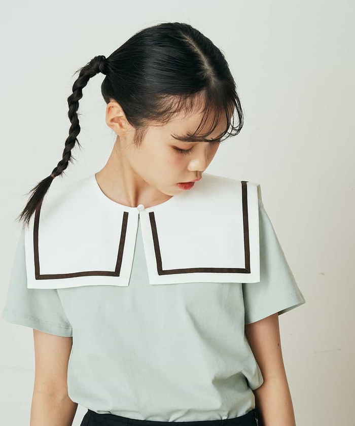 セール 160 あっちゃんファミリーコラボ セーラーカラー付け襟tシャツ アー ヴェ ヴェキッズ A V V Kid S Magaseek