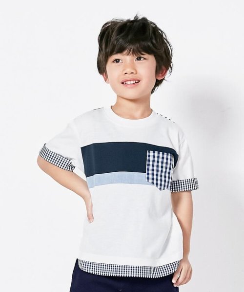 ギンガムチェック使い Tシャツ コムサイズム キッズ Comme Ca Ism Kids Magaseek