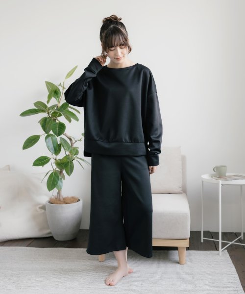 セットアップ ルームウェア 上下2点セット レディース パジャマ ダンボールニット スウェット トップス カットソー ガウチョパンツ ゆったり 部屋着 長袖 プ ロッキーモンロー Rocky Monroe Magaseek