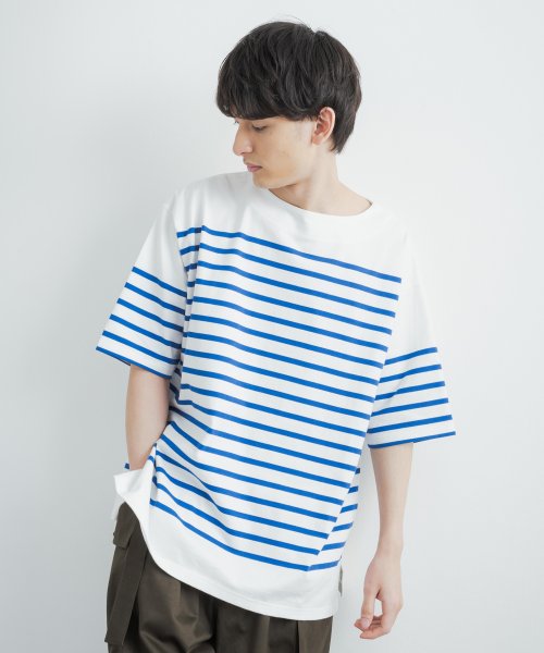 第一ネット 尾州 パネルボーダー 半袖カットソー ボートネック レディース メンズ バスクシャツ ボーダーtシャツ 12オンス オーバー ボックス ビッグシルエット 日本製 トップス Www Comisariatolosandes Com