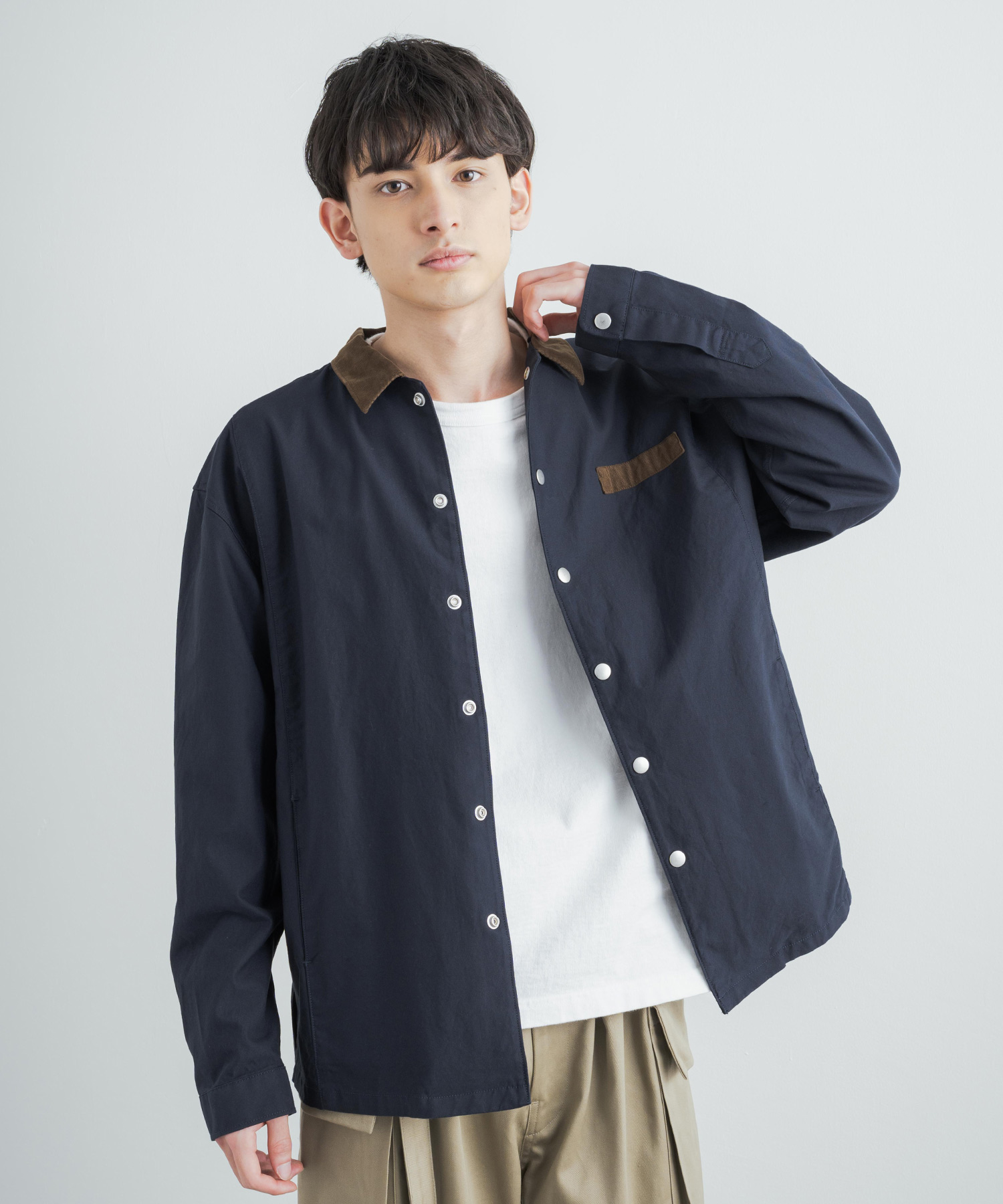 シャツジャケット コーチジャケット メンズ レディース アウター 上着 コットンツイル コーデュロイ 胸ポケット アウトドア キャンプ ストリート スケートボー