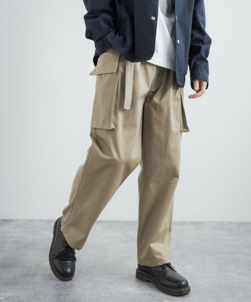 カーゴパンツ チノパン テーパード イージーパンツ メンズ レディース ワイド トラウザーズ 軍パン M 44 無地 2タック ゆったり 大人カジュアル シンプ ロッキーモンロー Rocky Monroe Magaseek