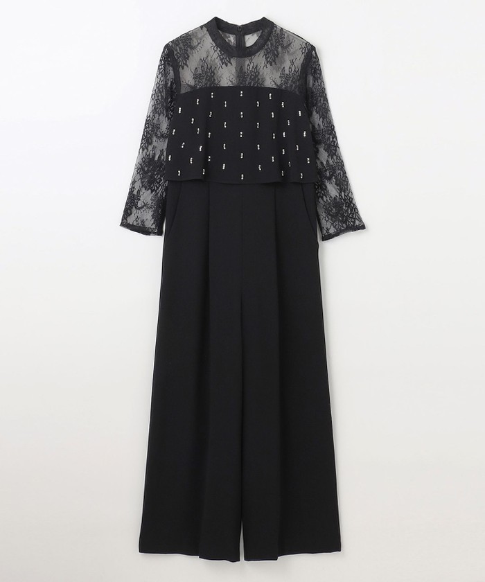 GRACECONTINENTAL 刺繍ワイドサロペット ブラック 36