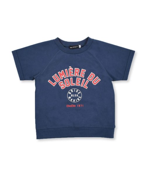 BeBe(ベベ)/【 吸水速乾 】 カレッジ ロゴ プリント ラグラン Tシャツ (90~150c/ネイビー