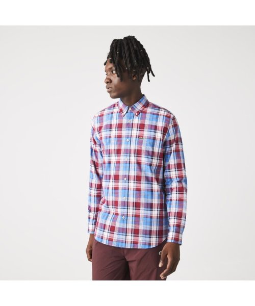セール ストレッチコットンマドラスチェックシャツ ラコステ メンズ Lacoste Mens Magaseek