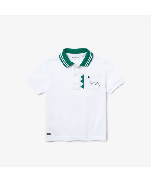LACOSTE KIDS(ラコステ　キッズ)/パッチポケットBOYSポロシャツ/ホワイト×グリーン