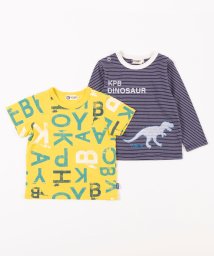 KP BOY/KPBOY(ケーピーボーイ)恐竜柄 半袖Ｔシャツとボーダー長袖Tシャツ 2枚セット(80－90cm)/504512088