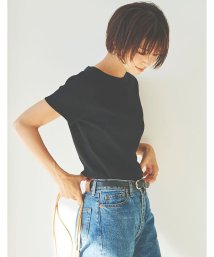 Re:EDIT(リエディ)/[日本製]ワッフルコットンコンパクトTシャツ/ブラック