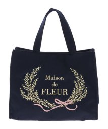 Maison de FLEUR(メゾンドフルール)/ミモザ刺繍トートバッグ/ネイビー