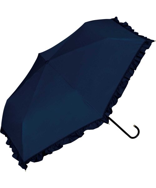 Wpc．(Wpc．)/【Wpc.公式】日傘 遮光クラシックフリル ミニ 完全遮光 遮熱 UVカット100％ 晴雨兼用 レディース 折りたたみ傘/ネイビー