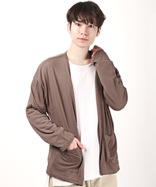 セール 麻混ボタンカーディガン カーディガン メンズ カーデ 麻混 リネン ボタン 薄手 透け感 無地 ラグスタイル Luxstyle Magaseek