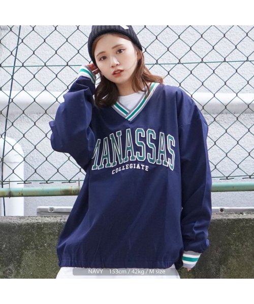 セール ワンフォークロージング 1111clothing プルオーバー メンズ オーバーサイズ レディース トレーナー ラインリブ カレッジロゴ プルオーバーシャツ ビッグシルエット トップス 長袖 カレッジ 刺繍 Magaseek