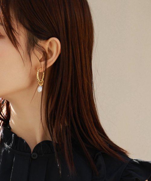 セール 2way淡水パールドロップデザインフープピアス セゾン ド パピヨン Saison De Papillon Magaseek