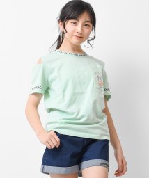 RiCO SUCRE(リコ シュクレ)/ポケット付き肩スリットTシャツ/ミント