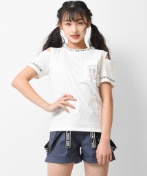 RiCO SUCRE(リコ シュクレ)/ポケット付き肩スリットTシャツ/オフホワイト