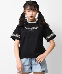 RiCO SUCRE(リコ シュクレ)/袖チュールロゴTシャツ/ブラック
