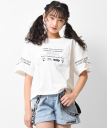 RiCO SUCRE(リコ シュクレ)/チュール刺繍ロゴ袖スリットTシャツ/オフホワイト