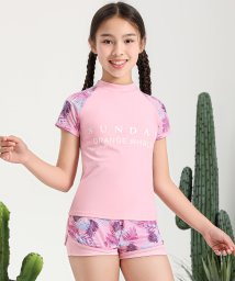 TeddyShop/水着 キッズ 女の子 セパレート トップス 半袖 ショートパンツ 上下セット/504599951