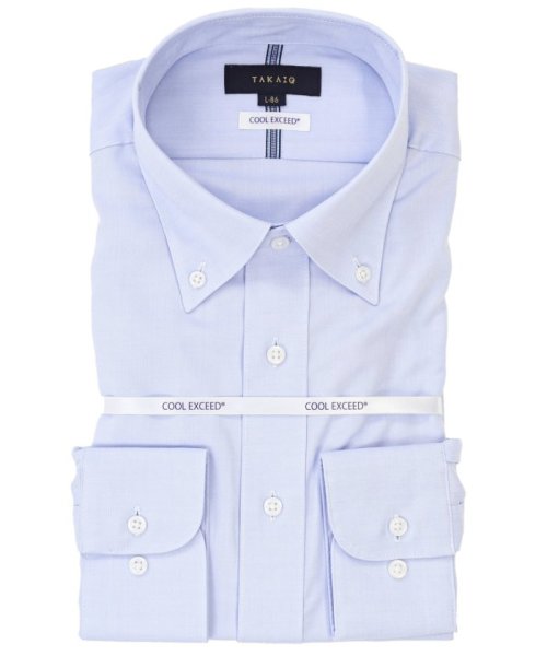 TAKA-Q(タカキュー)/バンブーレーヨン スタンダードフィット ボタンダウン 長袖 シャツ メンズ ワイシャツ ビジネス yシャツ 速乾 ノーアイロン 形態安定/ブルー