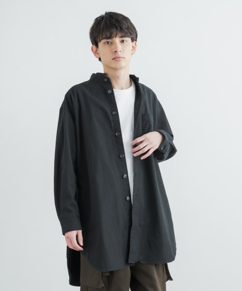 リネンシャツ ローマシャツコート シャツジャケット メンズ レディース ソフトリネンキャンバス Aライン コットン ライトアウター カジュアル スタンドカラー ロッキーモンロー Rocky Monroe Magaseek