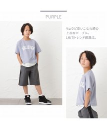 MAC HOUSE(kid's)(マックハウス（キッズ）)/SARARI サラリ 冷感フェイクレイヤードプリント半袖Tシャツ MH626－705/パープル