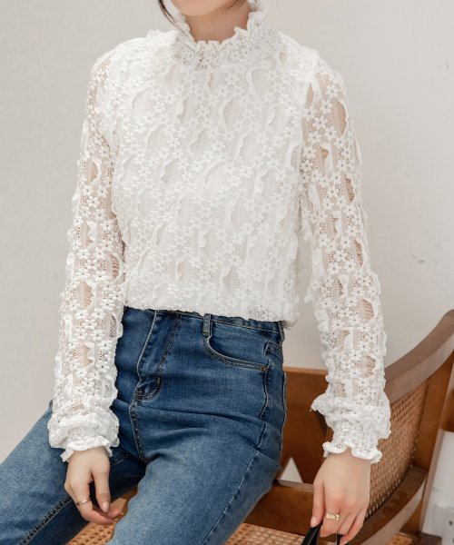 セール シャツ ブラウス レディース 小花模様のシア レースブラウス テディショップ Teddyshop Magaseek