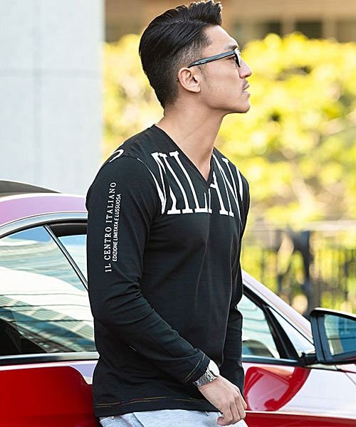 Viola メタリックプリント入りvネック長袖ストレッチtシャツ メンズ 長袖 ロンt Viola ヴィオラ 大人 カジュアル ファッション ビオラ ブランド ヴィオラ Viola Magaseek