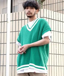 Cavaria 畦編みビッグチルデンニットベスト メンズ ブランド 大きいサイズ ベスト 大人 カジュアル ファッション ジレ 畦編み 畦 ニット ニットベスト キャバリア Cavaria Magaseek