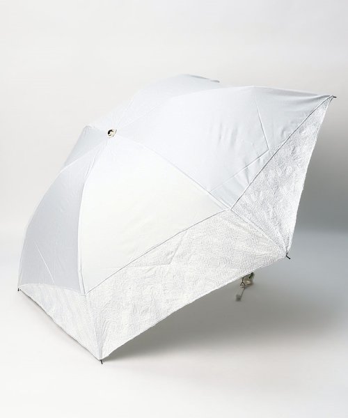 LANVIN en Bleu(umbrella)(ランバンオンブルー（傘）)/晴雨兼用折りたたみ日傘　”ラッセルレース刺繍”/オフホワイト