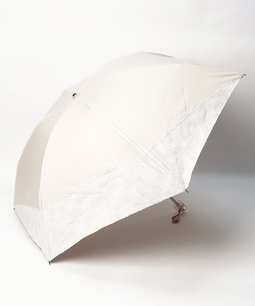 LANVIN en Bleu(umbrella)(ランバンオンブルー（傘）)/晴雨兼用折りたたみ日傘　”ラッセルレース刺繍”/ベージュ