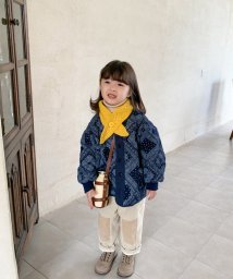 aimoha(aimoha（アイモハ）)/【aimoha－KIDS－】【新作】韓国子供服　バンダナ模様中綿ボアジャケット/ネイビー