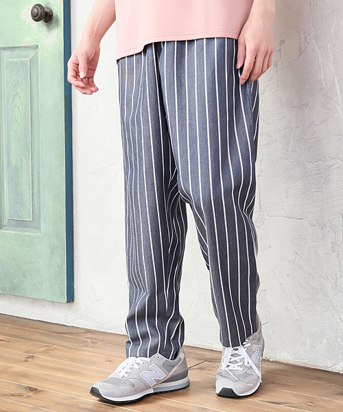 シェフパンツ メンズ テーパードパンツ ワイドパンツ ルーズ ゆったり 無地 総柄 デニム ストライプ チェック柄 カモフラ柄 イージーパンツ 春 夏