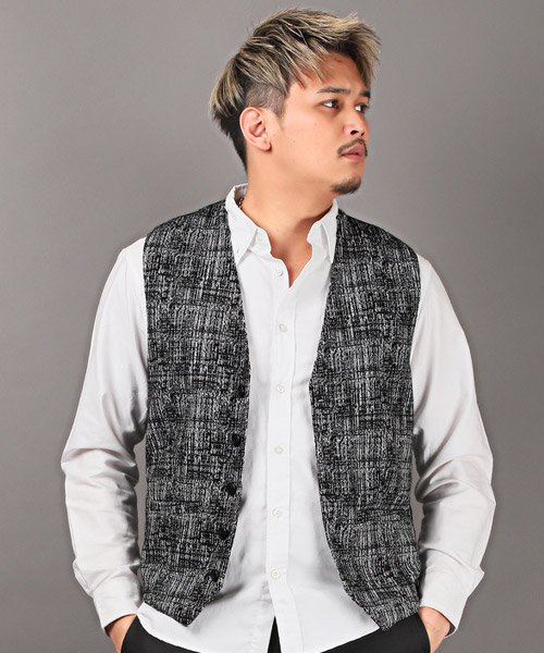 セール モザイクチェックベスト ベスト メンズ ジレ スーツ チェック柄 ペイズリー 切替 インナーベスト ラグスタイル Luxstyle Magaseek