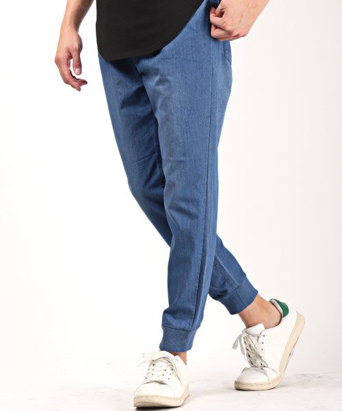 セール ライトデニムジョガーパンツ ジョガーパンツ デニム メンズ ストレッチデニム ライトデニム イージー スリム 春夏 ラグスタイル Luxstyle Magaseek