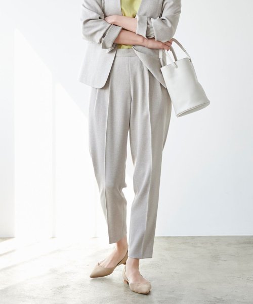 セール リネンライク テーパード パンツ ウォッシャブル ストレッチ 防シワ No09 グリーンレーベルリラクシング Green Label Relaxing Magaseek