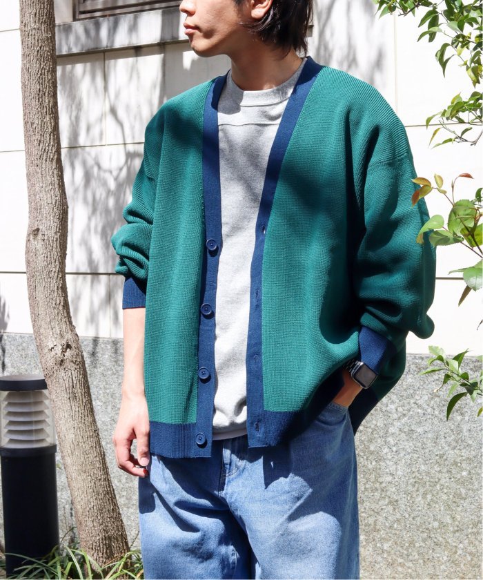 グラシア Glacier カーディガン ニット 丸首 無地 シンプル 長袖 L 薄緑 ライトグリーン Tt46 新作多数