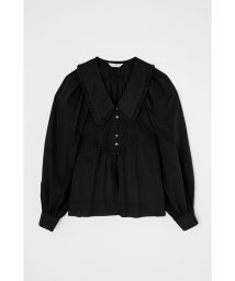 moussy(マウジー)/PIN TUCK FRILL ブラウス/BLK