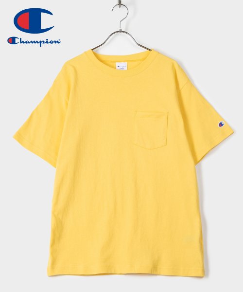 CHAMPION(チャンピオン)/【Ｃhampion】 チャンピオン ポケット付き 無地 半袖　Ｔシャツ ユニセックス/イエロー