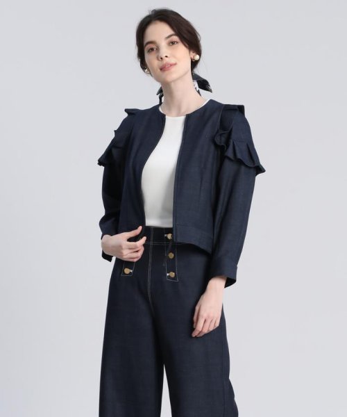 マーリエ パー エフデ Maglie Par Ef De 大きいサイズ デニムフリルブルゾン Maglie Par Ef De Magaseek