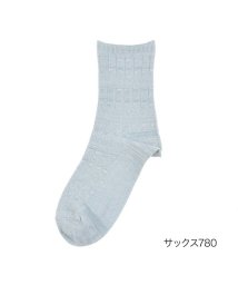 fukuske(フクスケ)/福助 公式 靴下 メンズ FUKURASHI 綿麻混 リンクス柄 ゆるピ丈 37756w<br>24－26cm ブラック 紳士 男性 フクスケ fukuske/サックス