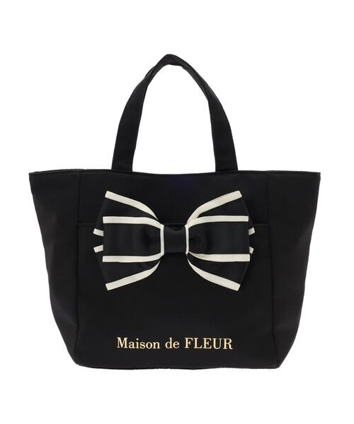 Maison de FLEUR(メゾンドフルール)/グログランリボンSトートバッグ/ブラック