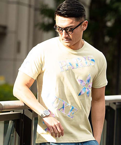 Luxe R タイダイワッペン総柄クルーネック半袖tシャツ メンズ 半袖 ブランド 大人 カジュアル スポーツトレーニング ジム ラグスポ ロゴ 刺繍 カットソ エスビーセレクト Sb Select Magaseek