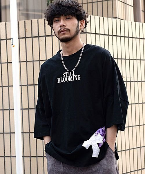 Cavaria ペイズリーアップリケ刺繍クルーネック半袖ドロップショルダーtビッグシャツ メンズ ブランド 大きいサイズ トップス カットソー 韓国ファッション キャバリア Cavaria Magaseek