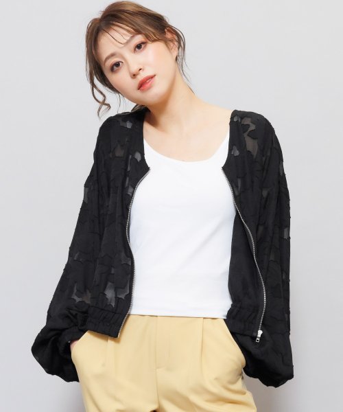 セール シフォンジャケット レディース アウター 花柄シフォン ノーカラージャケット ミリアンデニ Mili An Deni Magaseek