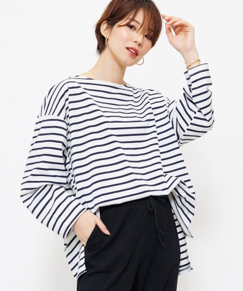 セール ボートネックボーダー トップス カットソー Tシャツ レディース 長袖tシャツ 空紡糸 ミリアンデニ Mili An Deni Magaseek セール ボートネックボーダー トップス カットソー Tシャツ レディース 長袖tシャツ 空紡糸 ミリアンデニ Mili An Deni Magaseek